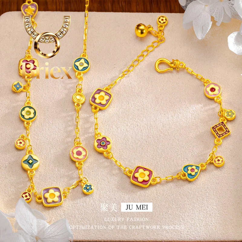 Briex Jewelry Luxury 24K 9999 Pure Gold real gold Women's Enamel Bean Flower suit Enamel Flower Bracelet
Briex Jewelry Luxury 24K 9999 Pure Gold real gold Women's Enamel Bean Flower suit Enamel Flower Bracelet