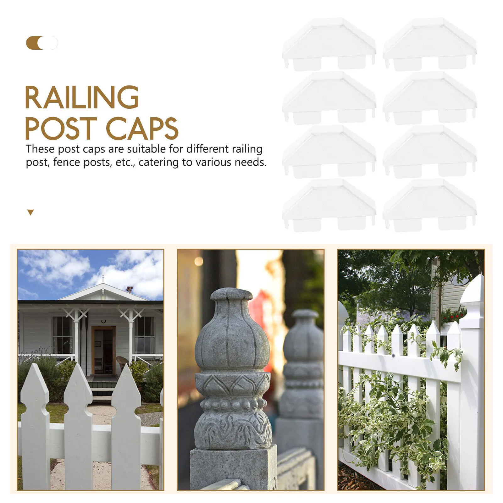 8Pcs Fence Cap Flat PVC Fence Top Covers Creative Design Easy Assembly Indoor Outdoor Pet Protection Replacement 
8Pcs Fence Cap Flat PVC Fence Top Covers Creative Design Easy Assembly Indoor Outdoor Pet Protection Replacement