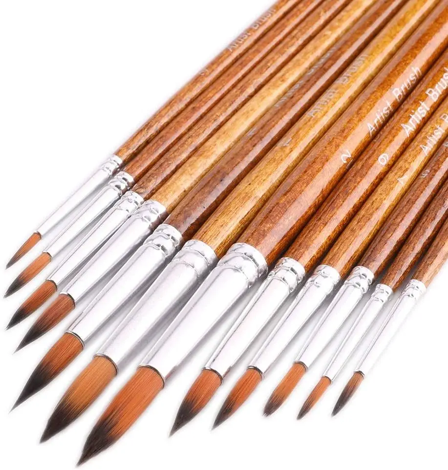 Watercolor Paint Brushes Set, 12 Sizes Round Pointed Tips for Acrylic, Ink, Gouache, Oil, Tempera
Watercolor Paint Brushes Set, 12 Sizes Round Pointed Tips for Acrylic, Ink, Gouache, Oil, Tempera
