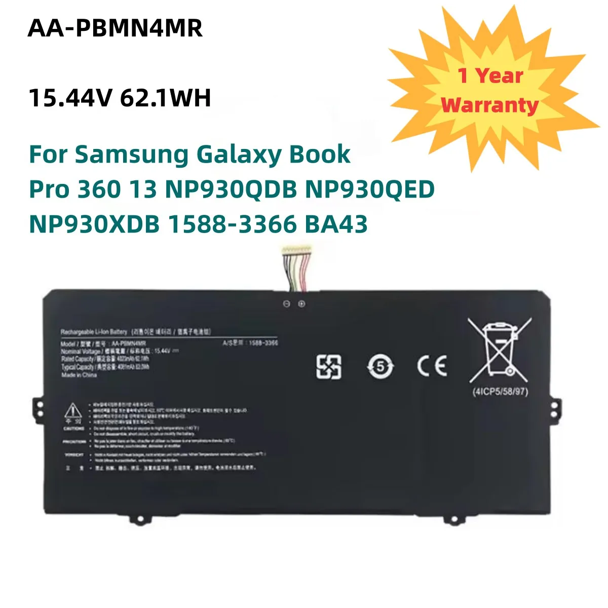 NP930QDB NP930QED NP930XDB 15.44V 62.1WH AA-PBMN4MR
NP930QDB NP930QED NP930XDB 15.44V 62.1WH AA-PBMN4MR