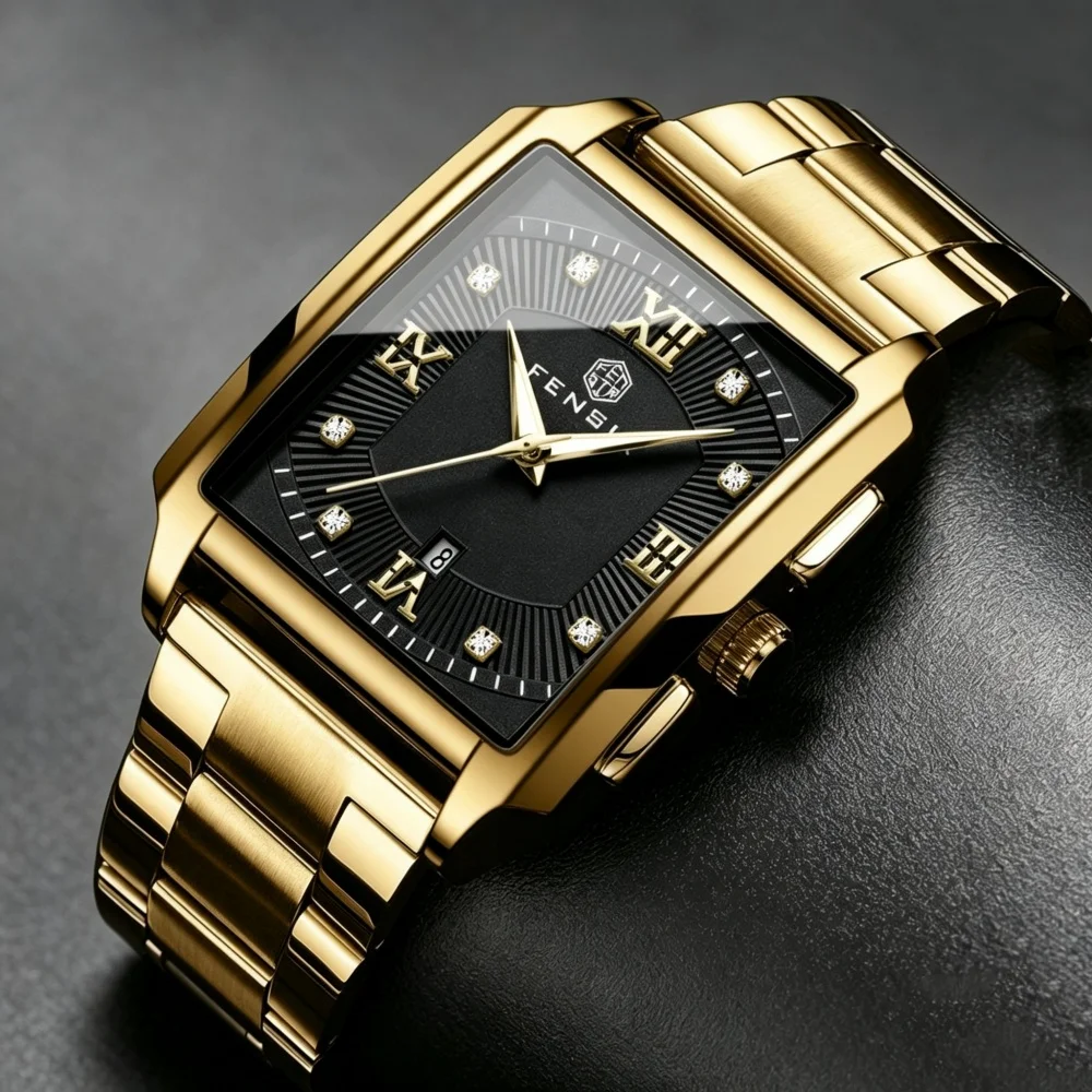Men's Square Quartz Business Watch, Diamond-Encrusted Steel Band Waterproof Watch, Roman Scale Calendar Function, Light Luxury and High-End Feel, Scratch-Resistant and Wear-Resistant Watch Glass, Accurate Timekeeping, European and American Style Hot-Selli
Men's Square Quartz Business Watch, Diamond-Encrusted Steel Band Waterproof Watch, Roman Scale Calendar Function, Light Luxury and High-End Feel, Scratch-Resistant and Wear-Resistant Watch Glass, Accurate Timekeeping, European and American Style Hot-Selli