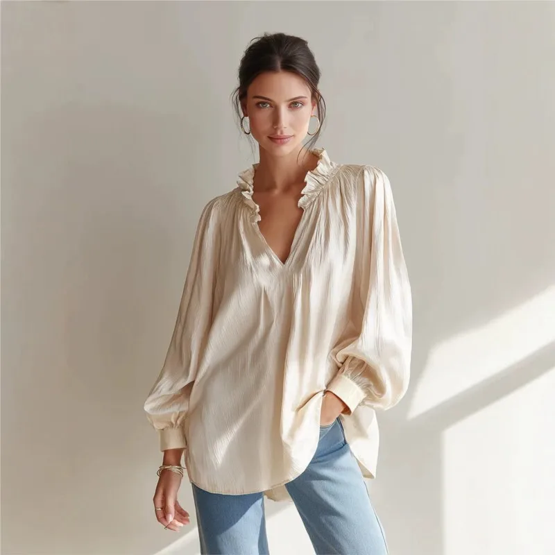 Women's Shirt 2026 New Spring Summer White Layered Decorative Satin Texture Shirt for Women Fashion Casual Chic Female Shirt
Women's Shirt 2026 New Spring Summer White Layered Decorative Satin Texture Shirt for Women Fashion Casual Chic Female Shirt