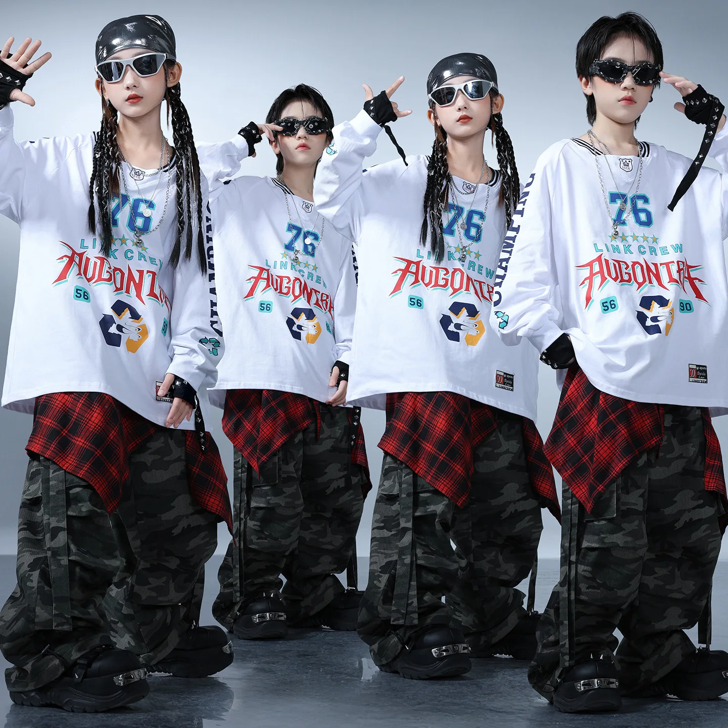 Kid Kpop Hip Hop Clothing White Jersey Sweatshirt Top Camo Strap Parachute Cargo Pants for Girl Boy Street Dance Costume Clothes
Kid Kpop Hip Hop Clothing White Jersey Sweatshirt Top Camo Strap Parachute Cargo Pants for Girl Boy Street Dance Costume Clothes