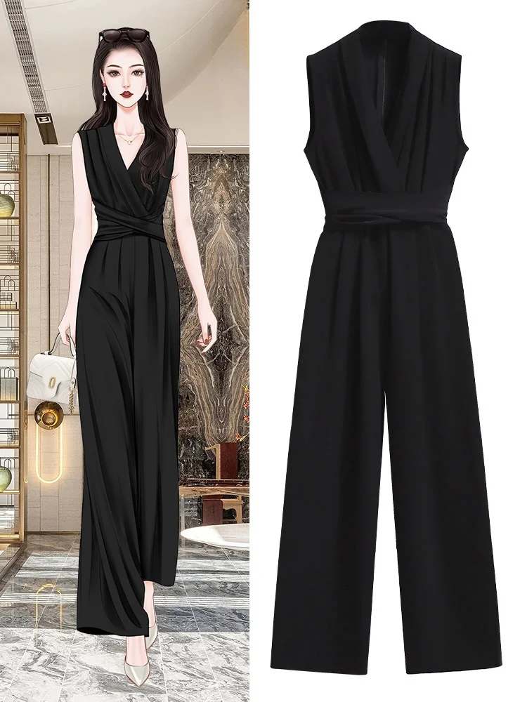 Ele Bla Svel One-Piece Summer Women's Faion High Waist Wide Leg Inteated Dr Set High Waist Belt Detail
Ele Bla Svel One-Piece Summer Women's Faion High Waist Wide Leg Inteated Dr Set High Waist Belt Detail