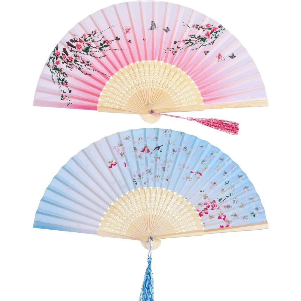 Two Pack Silk Folding Hand Fans Bamboo Frame Portable Chinese Style Dance Prop Wedding Party Decor Cherry Blossom Butterfly
Two Pack Silk Folding Hand Fans Bamboo Frame Portable Chinese Style Dance Prop Wedding Party Decor Cherry Blossom Butterfly