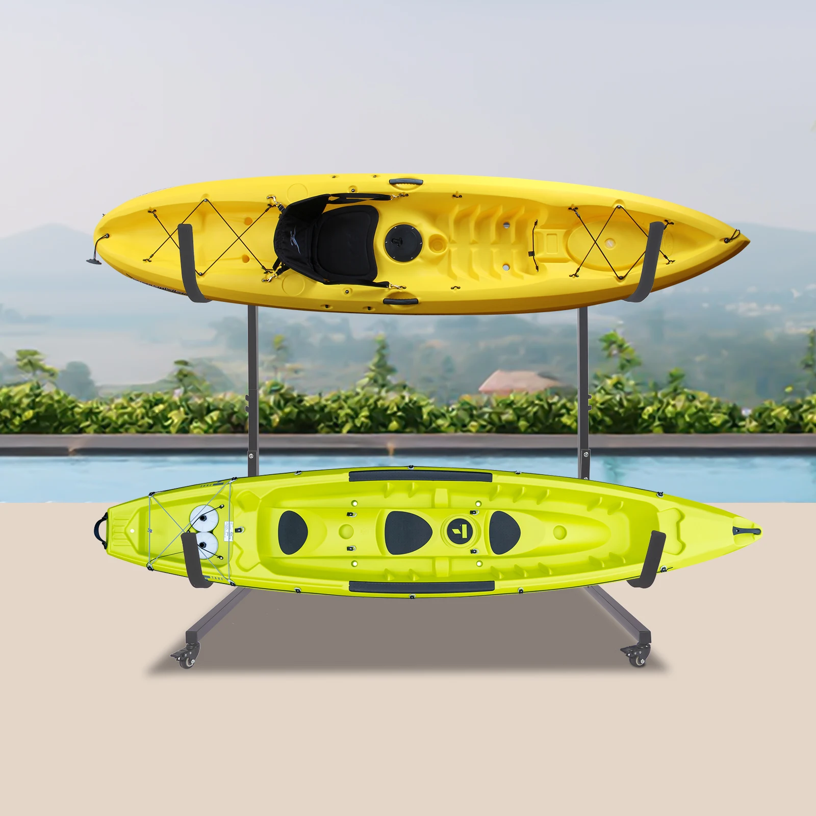 275lbs Heavy Duty Freestanding Kayak Storage Rack With Four Universal Wheels
275lbs Heavy Duty Freestanding Kayak Storage Rack With Four Universal Wheels