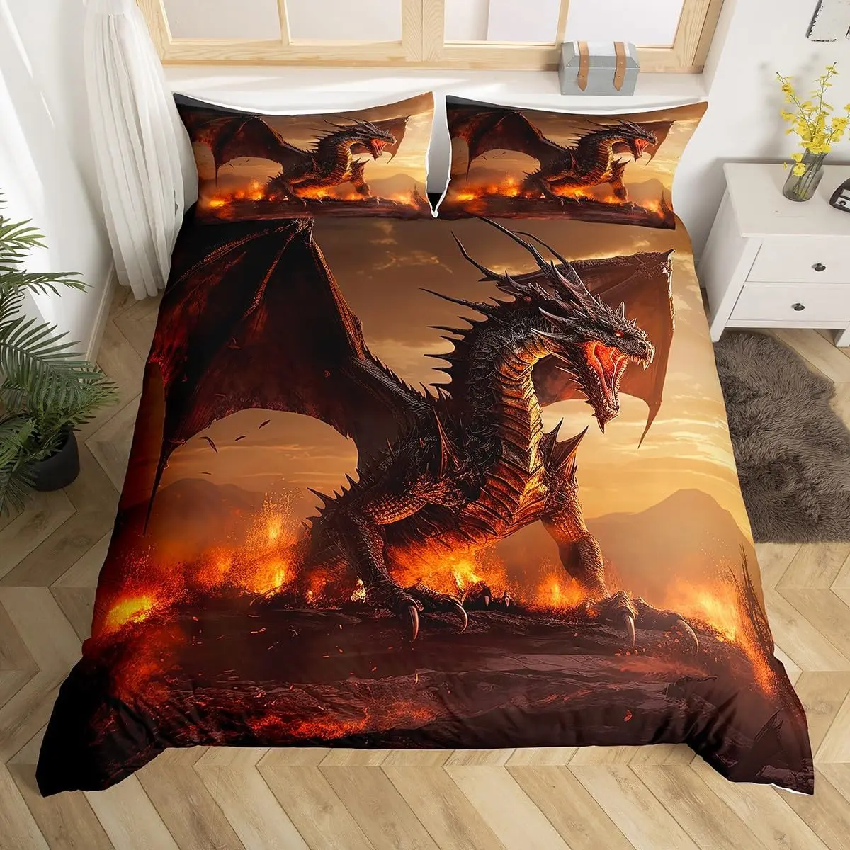 Magical Dragon Bedding Set Super King Size 3pcs 3D Printed Jungle Fire Duvet Cover Set Cartoon Quilt Cover for Teen Boys Gift
Magical Dragon Bedding Set Super King Size 3pcs 3D Printed Jungle Fire Duvet Cover Set Cartoon Quilt Cover for Teen Boys Gift