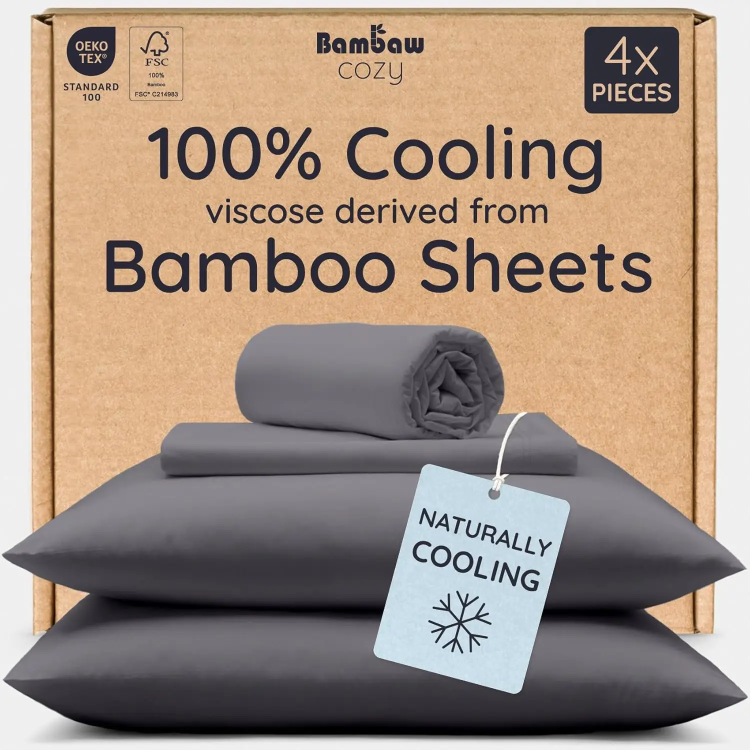 Cooling Bamboo Sheets Queen Size Set – 4pcs, Super Soft, Deep Pocket Up to 16" (Charcoal)
Cooling Bamboo Sheets Queen Size Set – 4pcs, Super Soft, Deep Pocket Up to 16" (Charcoal)