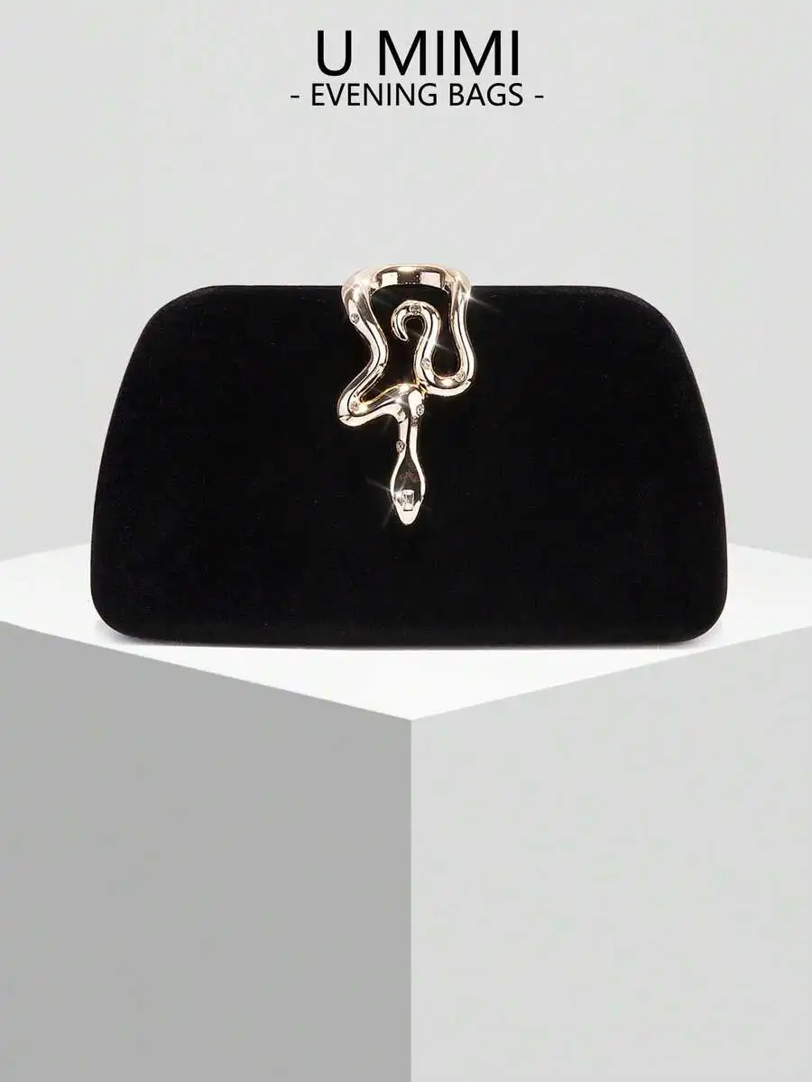 Black Velvet Clutch Bag With Snake Lock Clasp Evening Bag For Weddings Galas Parties
Black Velvet Clutch Bag With Snake Lock Clasp Evening Bag For Weddings Galas Parties