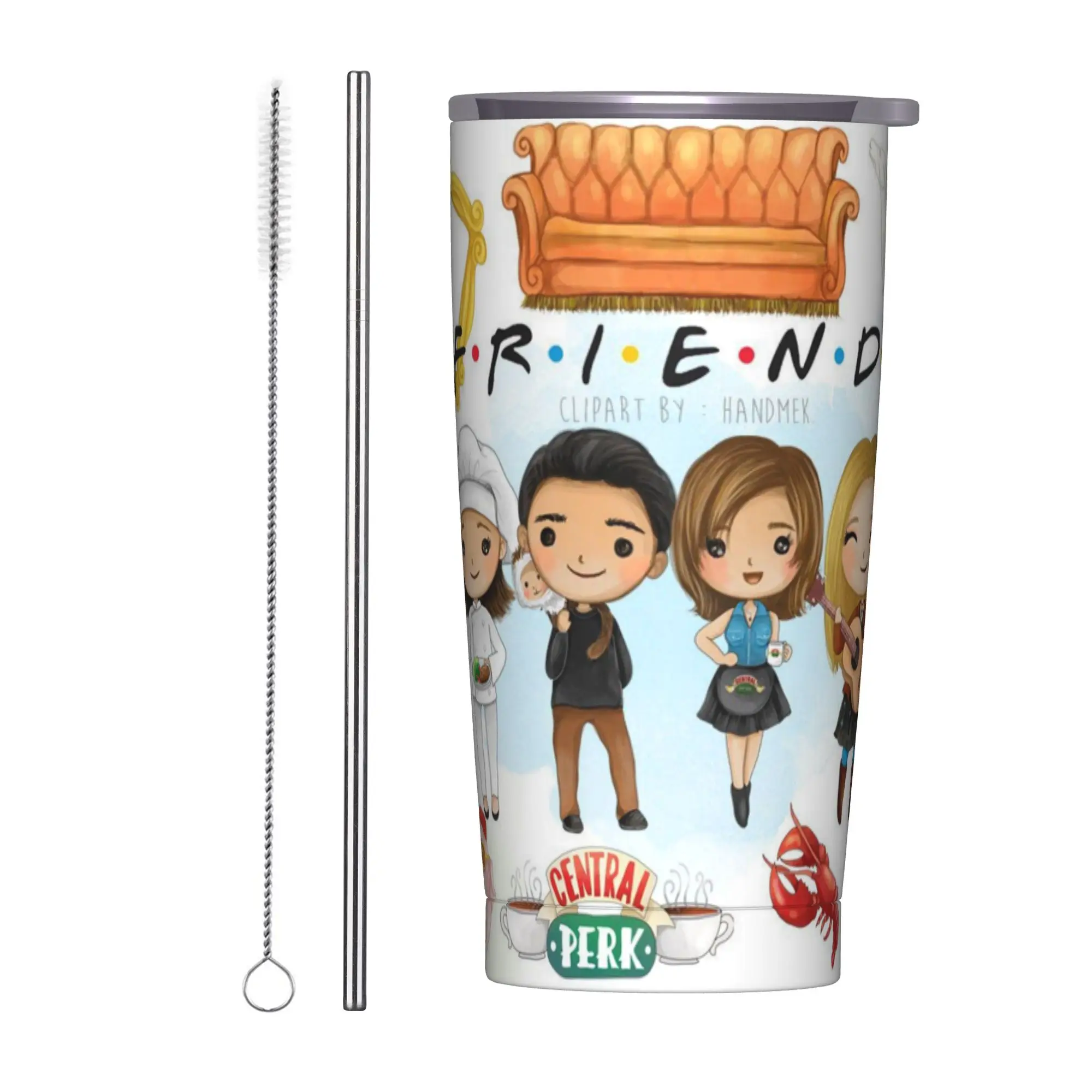 Классическая термокружка «Друзья» с крышкой, соломинкой и бирками, вакуумная термокружка из нержавеющей стали с двойными стенками, 20 унций
Классическая термокружка «Друзья» с крышкой, соломинкой и бирками, вакуумная термокружка из нержавеющей стали с двойными стенками, 20 унций