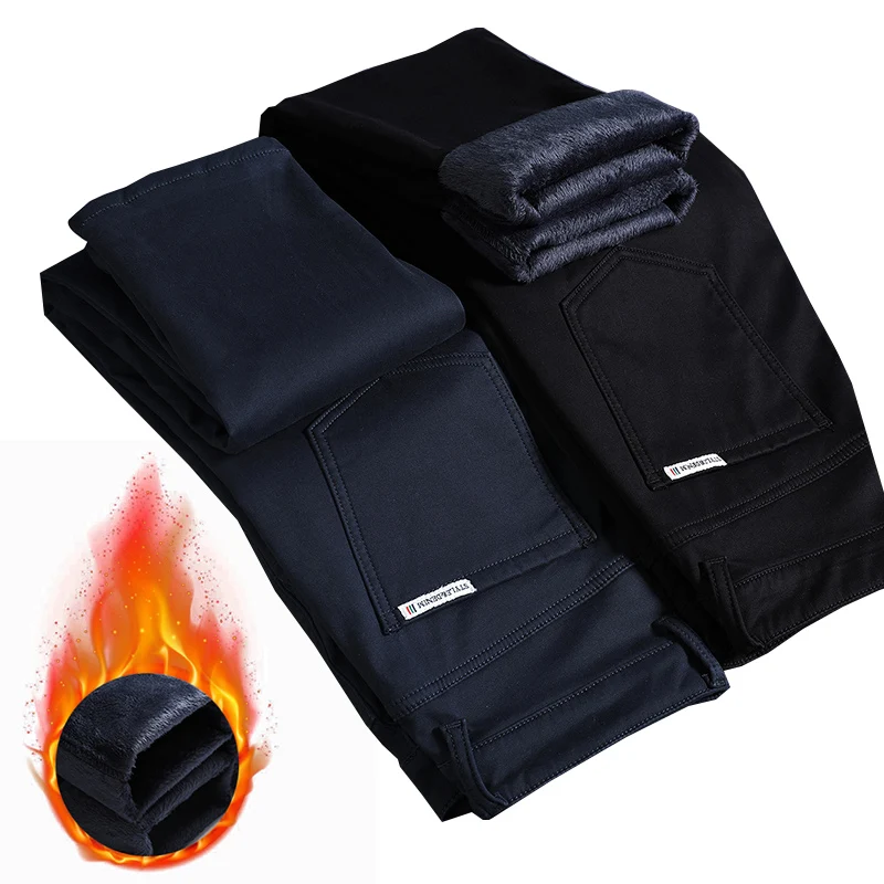 Autumn Winter Men's Casual Pants Fleece Stretch Slim Fit Elastic Waist Jogger Korean Classic Thick Black Blue Trousers Male
Autumn Winter Men's Casual Pants Fleece Stretch Slim Fit Elastic Waist Jogger Korean Classic Thick Black Blue Trousers Male