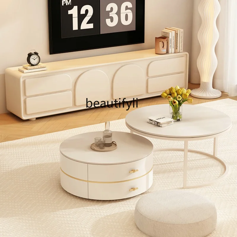 Cream Style Stone Plate Coffee Table Living Room Small Apartment Modern Simple and Light Luxury Marble TV Cabinet Unit
Cream Style Stone Plate Coffee Table Living Room Small Apartment Modern Simple and Light Luxury Marble TV Cabinet Unit