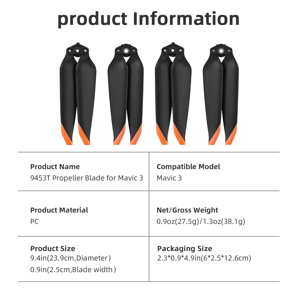 2 Pairs 9453T Propeller Light Weight Screw Wing Drone Propeller Drone Blade Props for DJI Mavic 3/Mavic 3 Classic/Mavic 3 Pro
2 Pairs 9453T Propeller Light Weight Screw Wing Drone Propeller Drone Blade Props for DJI Mavic 3/Mavic 3 Classic/Mavic 3 Pro