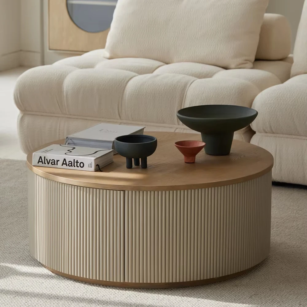 Custom Natural Furniture Modern Round Oak Wooden Coffee Table Multi-functional Coffee Table With Drawers
Custom Natural Furniture Modern Round Oak Wooden Coffee Table Multi-functional Coffee Table With Drawers