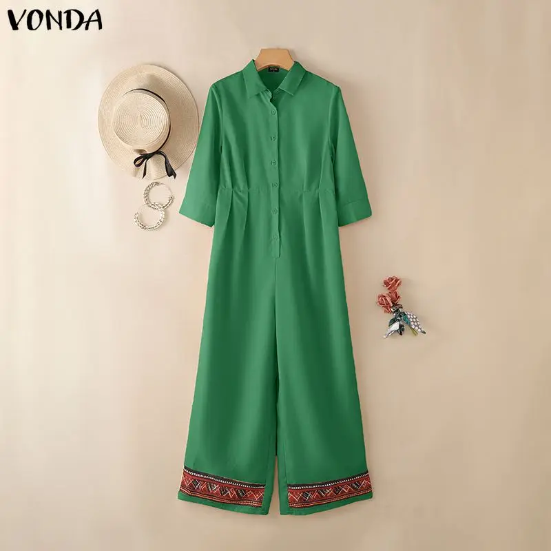 Elegant Jumpsuits VONDA Plus Size Women Long Casual Rompers 2026 Office Lady Overall Patchwork Loose Long Sleeve Playsuits
Elegant Jumpsuits VONDA Plus Size Women Long Casual Rompers 2026 Office Lady Overall Patchwork Loose Long Sleeve Playsuits