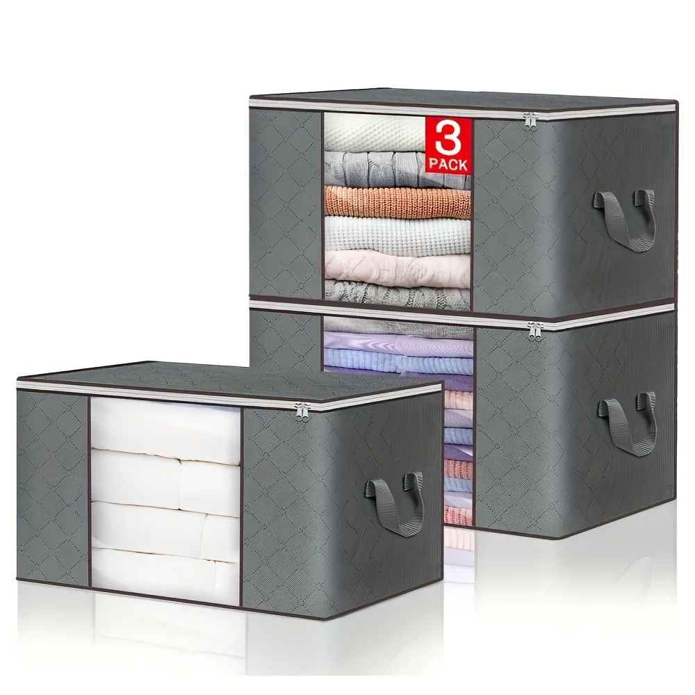 us6-Pack XXL 23.78gal Large Storage Bag - Durable Canvas Wardrobe Organizer with Reinforced Handles, Waterproof, Multipurpose, Foldable, And Classic Design for Storing Clothes, Blankets, Quilts, Bedding - Gray, Under-Bed Storaged
us6-Pack XXL 23.78gal Large Storage Bag - Durable Canvas Wardrobe Organizer with Reinforced Handles, Waterproof, Multipurpose, Foldable, And Classic Design for Storing Clothes, Blankets, Quilts, Bedding - Gray, Under-Bed Storaged