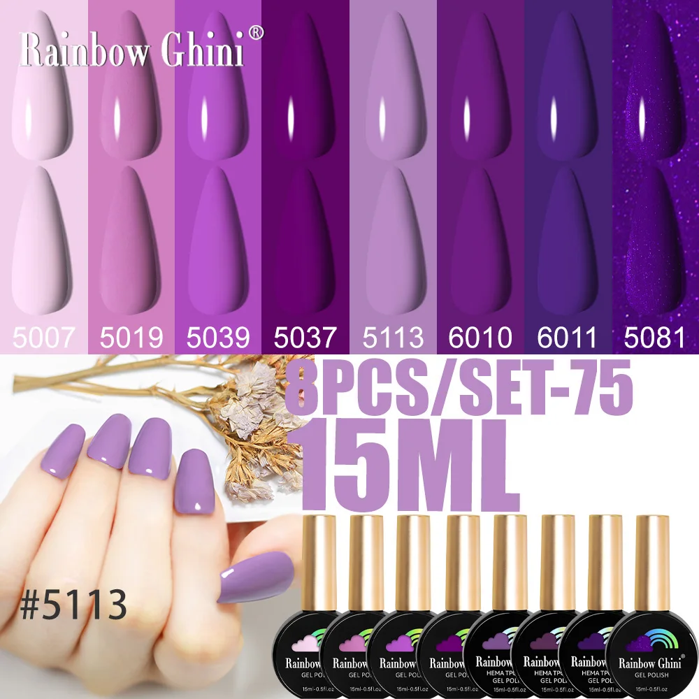RG 15ML 8PCS/SET Purple Series Color Gel Nail Polish Wine Red Glitter Soak Off Gel Varnish For Professionals Gel HEMA TPO FREE
RG 15ML 8PCS/SET Purple Series Color Gel Nail Polish Wine Red Glitter Soak Off Gel Varnish For Professionals Gel HEMA TPO FREE