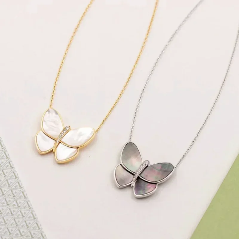 925 Sterling Silver High Quality Exquisite Large White Shell Butterfly Necklace Temperament Clavicle Chain Luxury Jewelry
925 Sterling Silver High Quality Exquisite Large White Shell Butterfly Necklace Temperament Clavicle Chain Luxury Jewelry