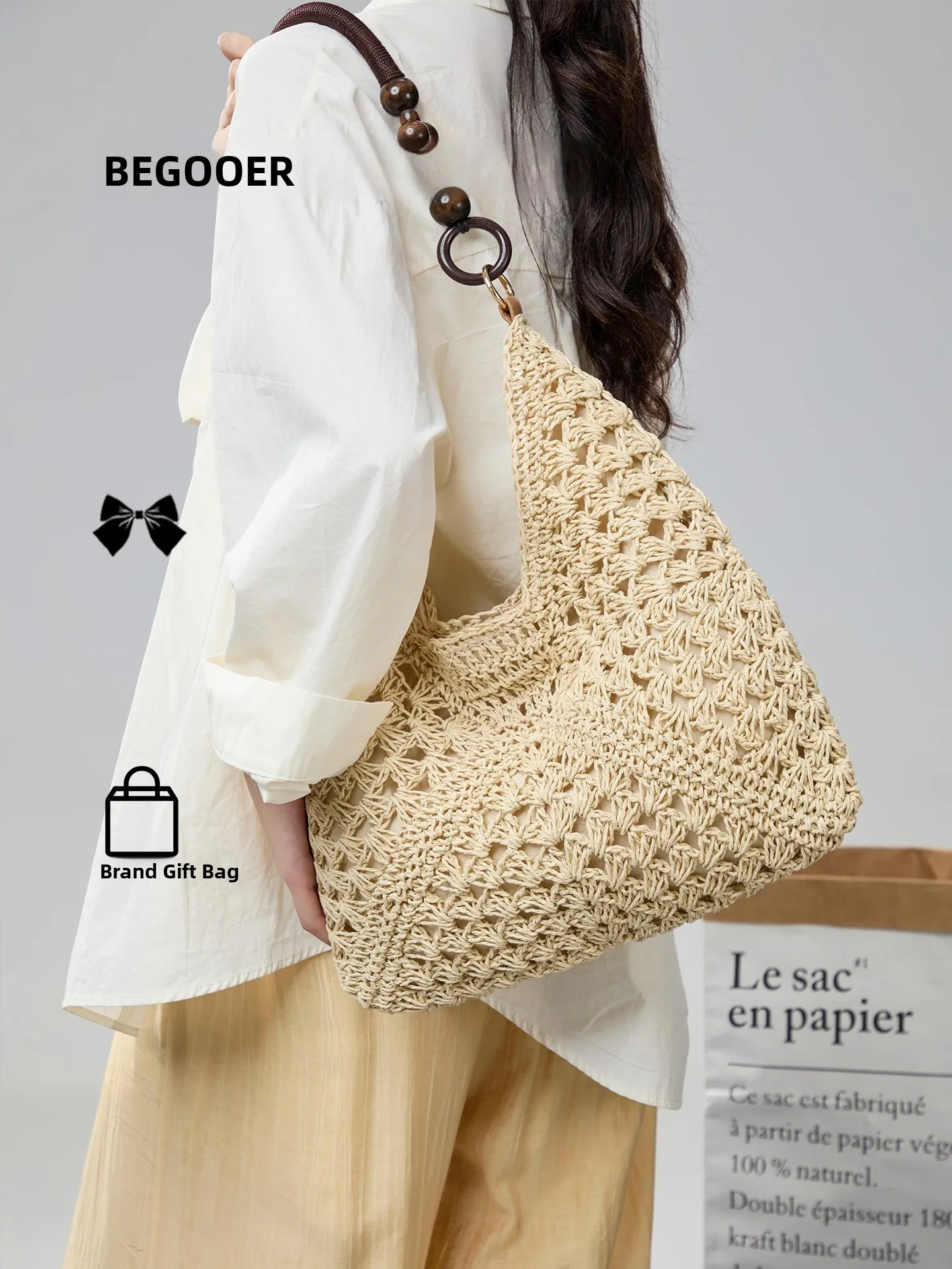 BEGOOER Hollow out Straw Weaving Underarm Bag Women's Fashionable Beach Vacation Single Shoulder Bag Lazy Style Pure Color
BEGOOER Hollow out Straw Weaving Underarm Bag Women's Fashionable Beach Vacation Single Shoulder Bag Lazy Style Pure Color