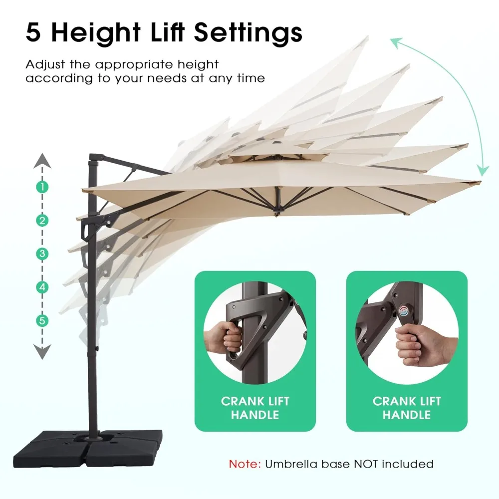 10ft 2-Tier Cantilever Patio Umbrella, Large Square Outdoor Offset Umbrella with Double Top Vent and 360-degree, Customized
10ft 2-Tier Cantilever Patio Umbrella, Large Square Outdoor Offset Umbrella with Double Top Vent and 360-degree, Customized