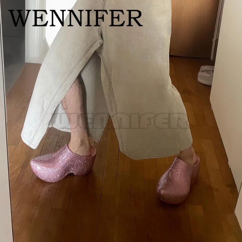 Women Casual Chunky Heel Slip-on Slides Round Toe Candy Blue Crystal Bulldozer Punk Platform Shoes Ladies Outdoor Wedges Slipper
Women Casual Chunky Heel Slip-on Slides Round Toe Candy Blue Crystal Bulldozer Punk Platform Shoes Ladies Outdoor Wedges Slipper