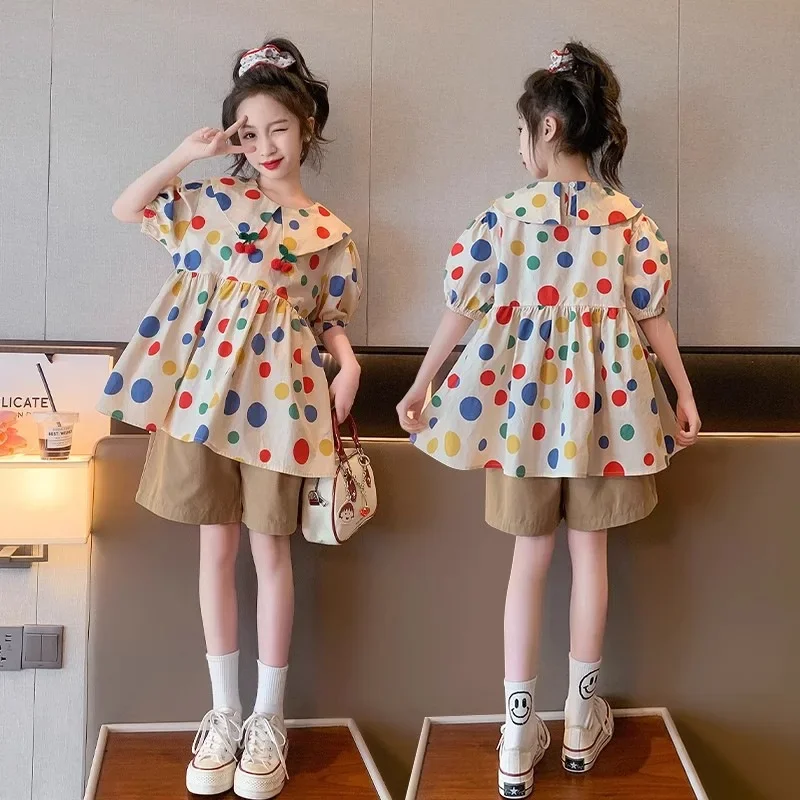 Girls Summer Set, Little Girls Spring and Autumn Season New Doll Shirt, Short Sleeves, Fashionable and Casual Shorts Set
Girls Summer Set, Little Girls Spring and Autumn Season New Doll Shirt, Short Sleeves, Fashionable and Casual Shorts Set