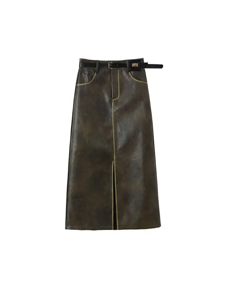 High Waist A-Line Leather Skirt Women's Early Autumn New Style Elegant Long Split Wrap around Skirt Casual High Waist Slimmin...
High Waist A-Line Leather Skirt Women's Early Autumn New Style Elegant Long Split Wrap around Skirt Casual High Waist Slimmin...