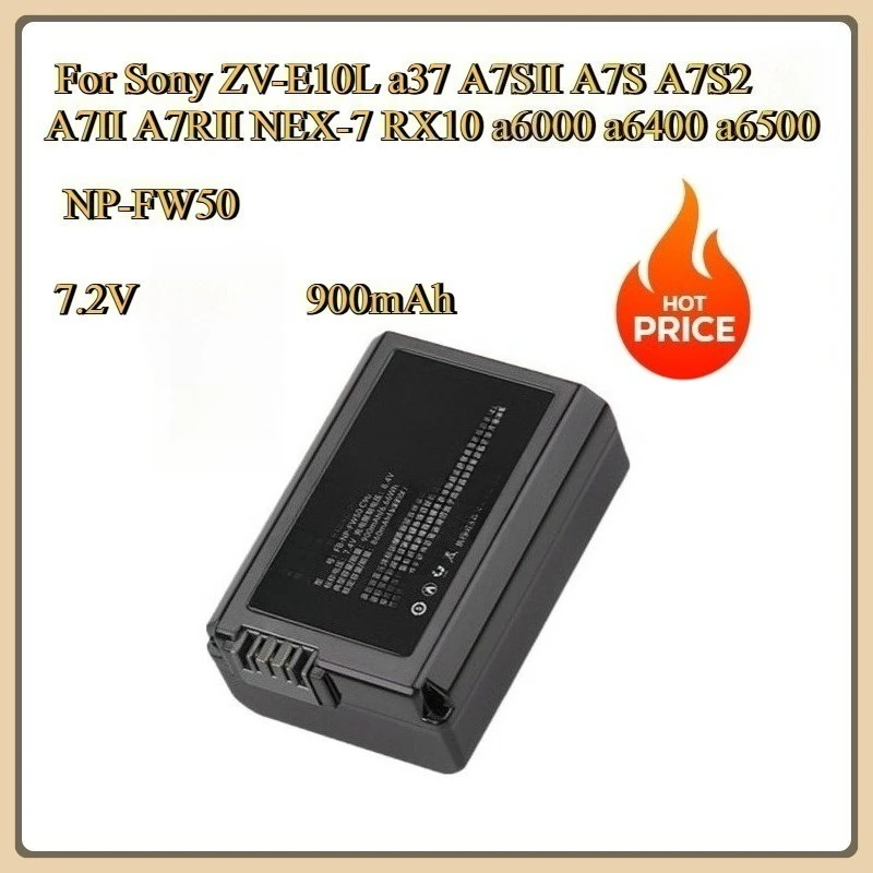 New Replacement Battery NP-FW50 7.2V 900mAh For Sony ZV-E10L a37 A7SII A7S A7S2 A7II A7RII NEX-7 RX10 a6000 a6400 a6500
New Replacement Battery NP-FW50 7.2V 900mAh For Sony ZV-E10L a37 A7SII A7S A7S2 A7II A7RII NEX-7 RX10 a6000 a6400 a6500