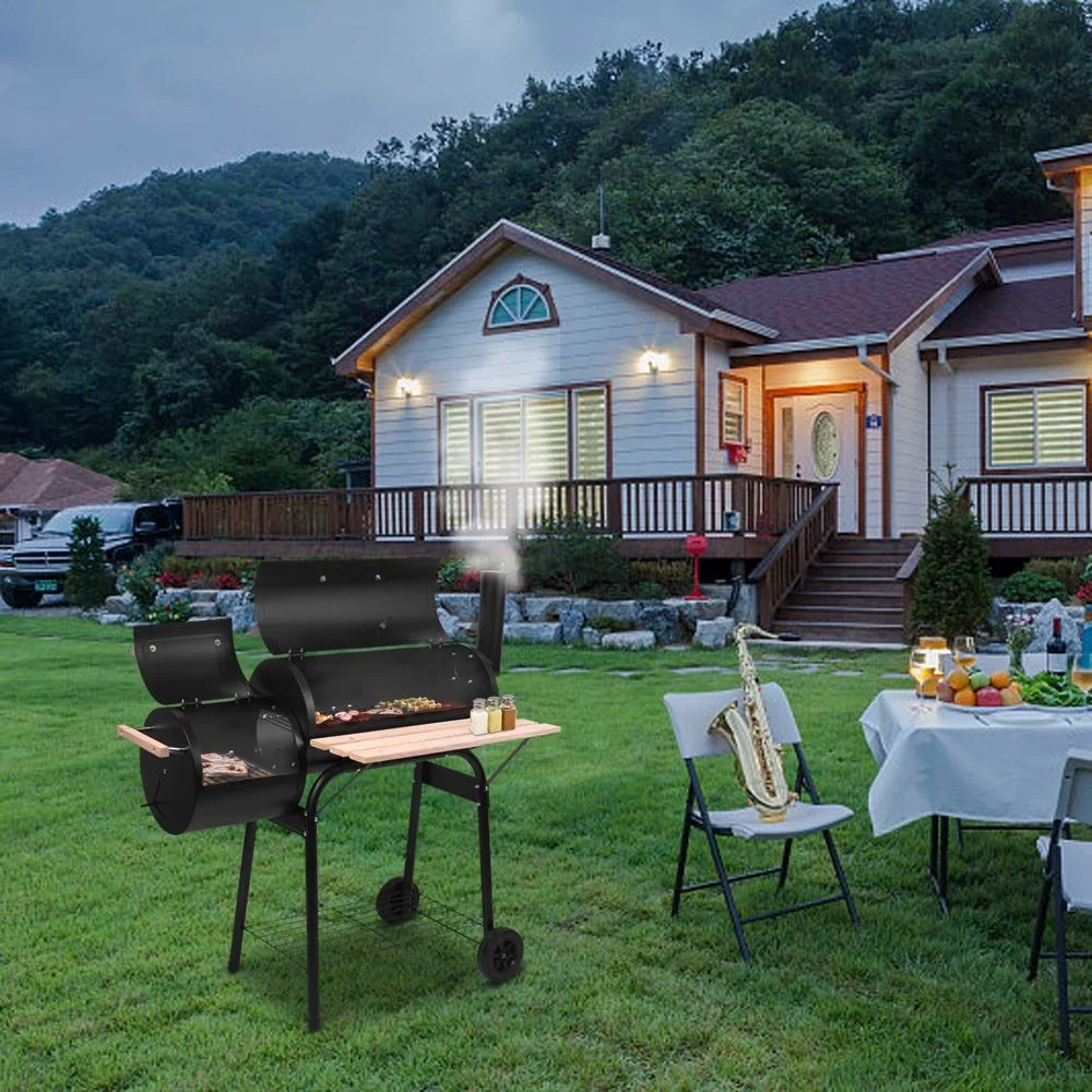 Charcoal barbecue grill, equipped with thermometer, wooden handle, with front wooden frame, charcoal barbecue grill
Charcoal barbecue grill, equipped with thermometer, wooden handle, with front wooden frame, charcoal barbecue grill