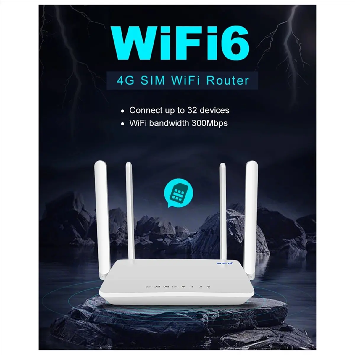 4G LTE WiFi роутер AS62 EC21 с поддержкой SIM-карты, Wi-Fi 6, слотом для SIM-карты, усилителем сигнала 300 Мбит/с, для 32 устройств, вилка EU
4G LTE WiFi роутер AS62 EC21 с поддержкой SIM-карты, Wi-Fi 6, слотом для SIM-карты, усилителем сигнала 300 Мбит/с, для 32 устройств, вилка EU