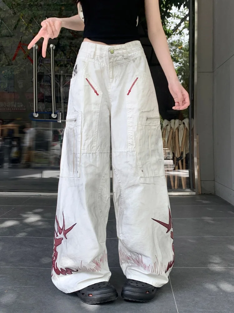 Trashy Y2K 2000S Dirty Washed White Embroidery Baggy Stacked Cargo Jeans Pants For Women Clothing Wide Leg Punk Lady Trousers
Trashy Y2K 2000S Dirty Washed White Embroidery Baggy Stacked Cargo Jeans Pants For Women Clothing Wide Leg Punk Lady Trousers