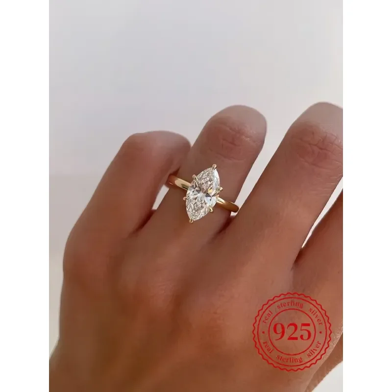 925 Sterling Silver Classic Simple 1-3 Carats Marquise Zircon Ring For Women Engagement Wedding Luxury High Quality Fine
925 Sterling Silver Classic Simple 1-3 Carats Marquise Zircon Ring For Women Engagement Wedding Luxury High Quality Fine