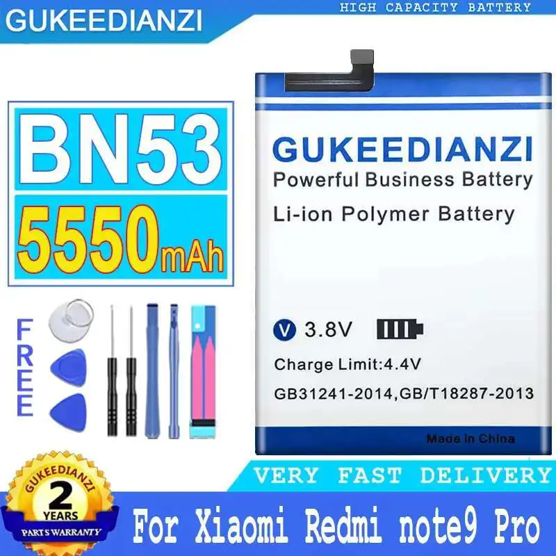 Аккумулятор GUKEEDIANZI BN53 BM4W для Xiaomi Redmi Note 9, Note 9 Pro, 9Pro, Note 9 Pro, 5G, 5550 мАч
Аккумулятор GUKEEDIANZI BN53 BM4W для Xiaomi Redmi Note 9, Note 9 Pro, 9Pro, Note 9 Pro, 5G, 5550 мАч