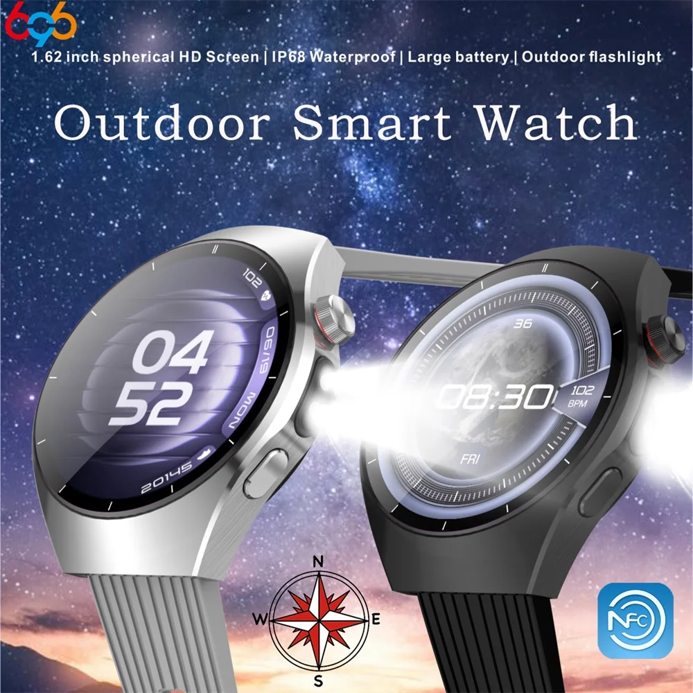 Fashion Blue Tooth Call Outdoor LED Flashlight Compass Smart Watch IP68 Waterproof Sports Fitness NFC Smartwatch Voice Assistant
Fashion Blue Tooth Call Outdoor LED Flashlight Compass Smart Watch IP68 Waterproof Sports Fitness NFC Smartwatch Voice Assistant