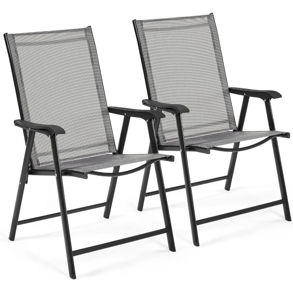 Patio Dining Chairs Set of 2 with Armrests, Outdoor Folding Chairs with Metal Frame and Backrest for Lawn, Garden, Yard and Poo
Patio Dining Chairs Set of 2 with Armrests, Outdoor Folding Chairs with Metal Frame and Backrest for Lawn, Garden, Yard and Poo
