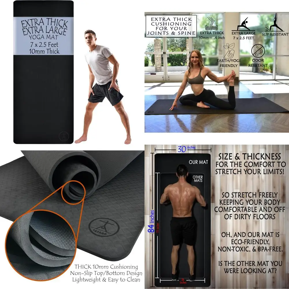 Extra Wide and Thick Yoga Mat for Enhanced Joint Comfort and Stability - 10mm Padding, XL Size for Ultimate Support
Extra Wide and Thick Yoga Mat for Enhanced Joint Comfort and Stability - 10mm Padding, XL Size for Ultimate Support