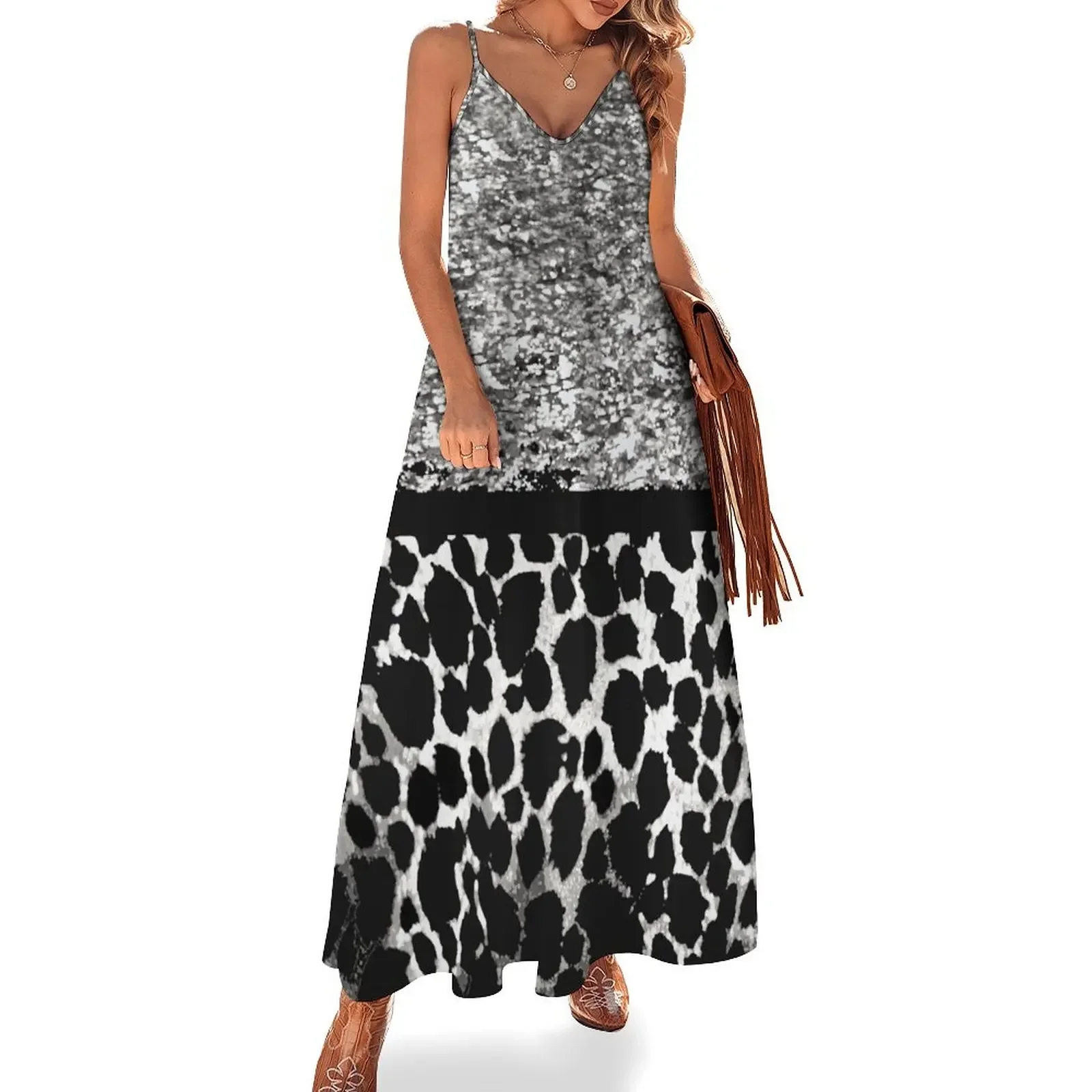 ANIMAL PRINT CHEETAH SPARKLE SILVER GRAY AND BLACK Sleeveless Dress Women's summer skirt prom clothes Dress
ANIMAL PRINT CHEETAH SPARKLE SILVER GRAY AND BLACK Sleeveless Dress Women's summer skirt prom clothes Dress