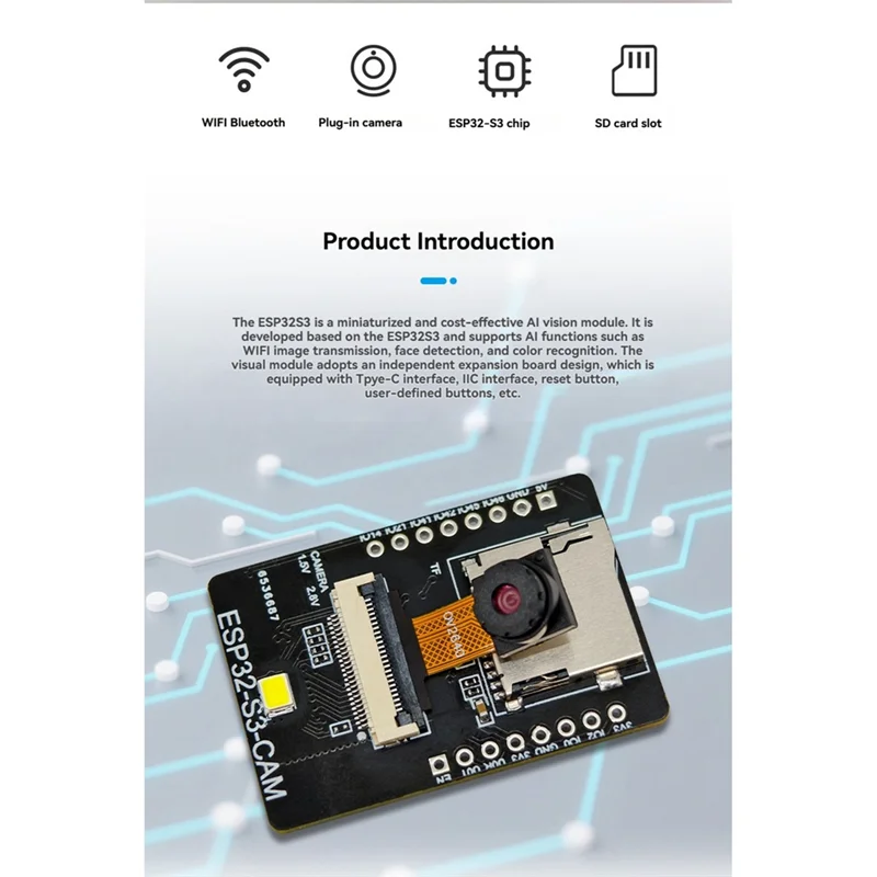 Y45A-ESP32-S3-CAM ESP32 CAM Wi-Fi Bluetooth Макетная плата 2MP OV2640 Модуль камеры
Y45A-ESP32-S3-CAM ESP32 CAM Wi-Fi Bluetooth Макетная плата 2MP OV2640 Модуль камеры