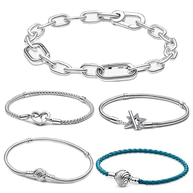 Classic 925 Pure Silver Chain & Woven Rope-shaped Case & Rose & Star Clasp Bracelet - Basic Women's Jewelry
Classic 925 Pure Silver Chain & Woven Rope-shaped Case & Rose & Star Clasp Bracelet - Basic Women's Jewelry