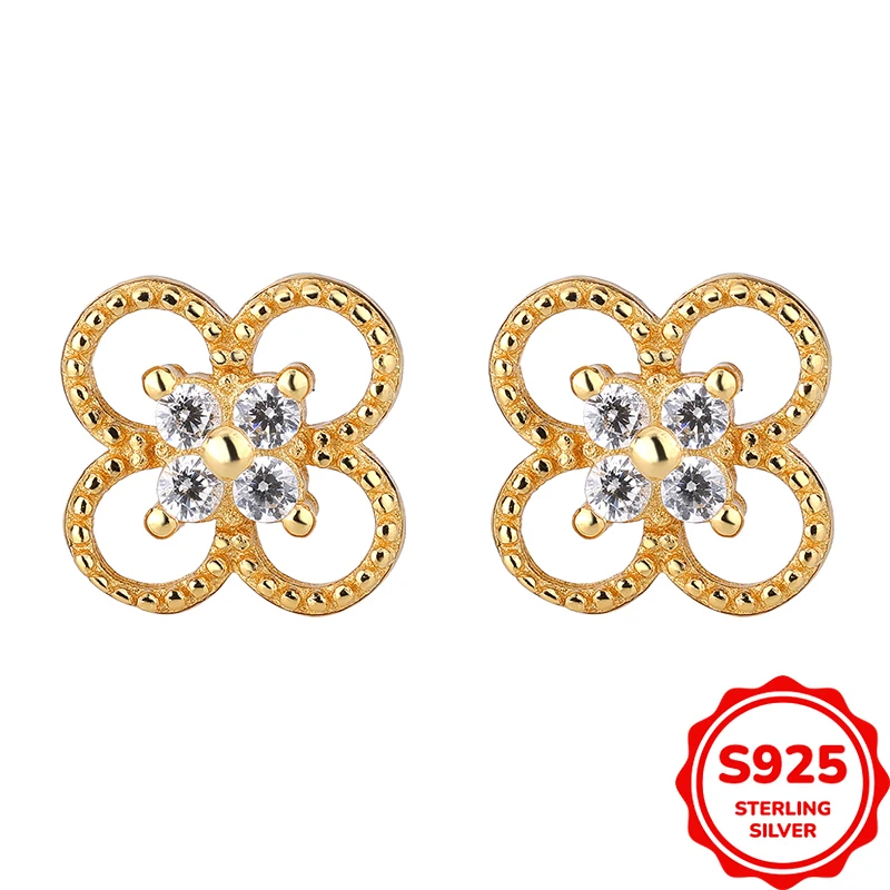 Elegant and Versatile Genuine S925 Silver Hollow Flower Four-leaf Ladies Earrings
Elegant and Versatile Genuine S925 Silver Hollow Flower Four-leaf Ladies Earrings
