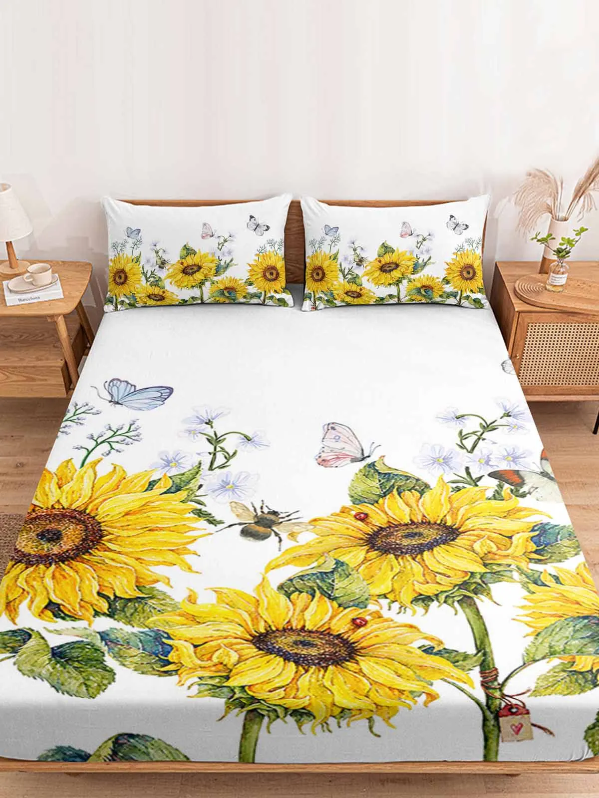 Sunflower Flower Butterfly Fitted Bed Sheet Cover Elastic Band Anti-slip Mattress Protector for Single Double King
Sunflower Flower Butterfly Fitted Bed Sheet Cover Elastic Band Anti-slip Mattress Protector for Single Double King
