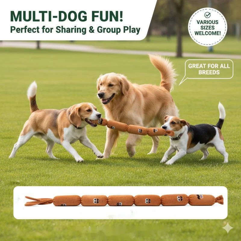 Dog Squeaky Toy Plush Sausage Chew Toy With Airbag Sound Interactive Durable Pet Toy Dogs Boredom Relief Aggressive Chewer Gift
Dog Squeaky Toy Plush Sausage Chew Toy With Airbag Sound Interactive Durable Pet Toy Dogs Boredom Relief Aggressive Chewer Gift