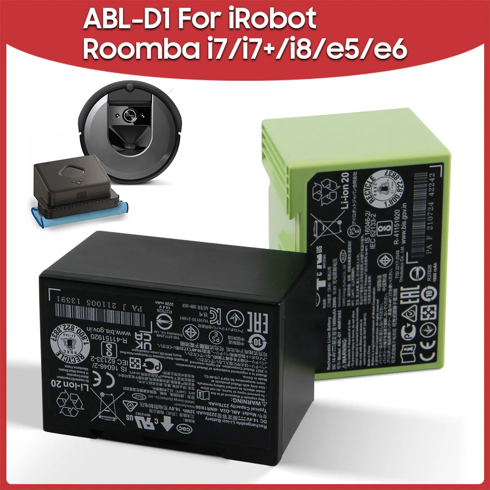 Оригинальная запасная аккумуляторная батарея ABL-D1 1800 мАч для iRobot Roomba i7 i7 + i8 e5 e6 Roomba e57150 i7550 + i8550 батарея для подметальной уборки
Оригинальная запасная аккумуляторная батарея ABL-D1 1800 мАч для iRobot Roomba i7 i7 + i8 e5 e6 Roomba e57150 i7550 + i8550 батарея для подметальной уборки