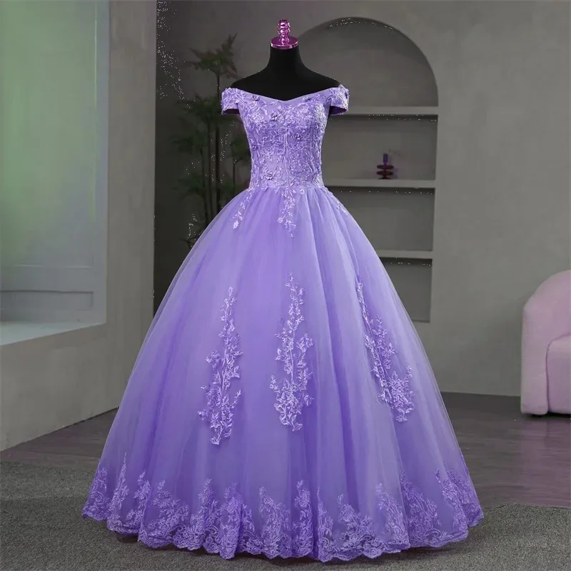 Purple Quinceanera Dresses Women Off Shoulder Sweet Flower Party Dress Luxury Appliques Ball Gown Real Photo Prom Dress Vestidos
Purple Quinceanera Dresses Women Off Shoulder Sweet Flower Party Dress Luxury Appliques Ball Gown Real Photo Prom Dress Vestidos