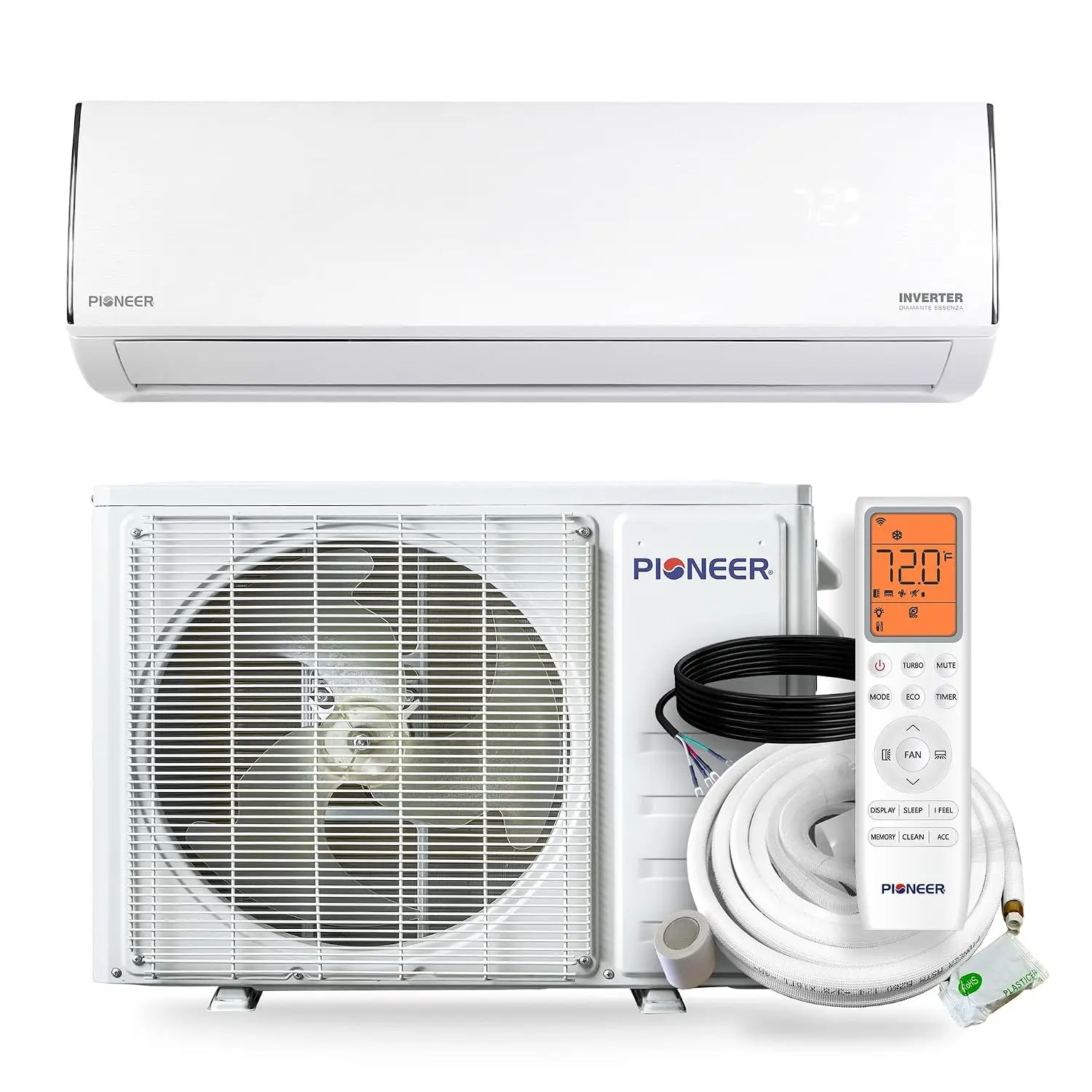Diamante Essenza 23,000 BTU 17 SEER2 230V High-Wall Ductless Mini-Split Air Conditioner Inverter Heat Pump with 16 Ft., Custom
Diamante Essenza 23,000 BTU 17 SEER2 230V High-Wall Ductless Mini-Split Air Conditioner Inverter Heat Pump with 16 Ft., Custom