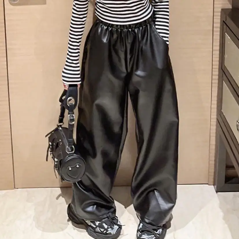Girl Leather Pants 2023 Spring Autumn New Loose Elastic Waist Trousers Children Casual Leather Pants 6-16 Years Wz1234
Girl Leather Pants 2023 Spring Autumn New Loose Elastic Waist Trousers Children Casual Leather Pants 6-16 Years Wz1234