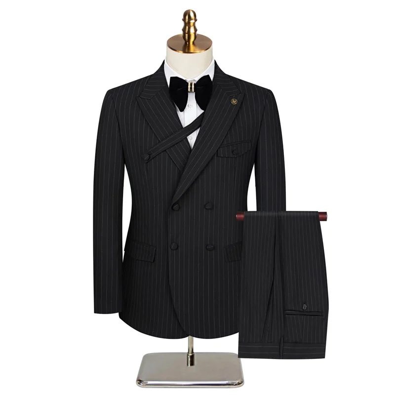 Summer Striped Double Breasted Peaked Lapel Suit for Men Slim Fit Man 2 Piece Outfit Set Casual Traje Formal Para Hombre
Summer Striped Double Breasted Peaked Lapel Suit for Men Slim Fit Man 2 Piece Outfit Set Casual Traje Formal Para Hombre