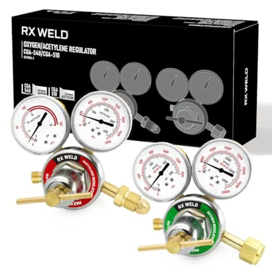 Oxygen and Acetylene Regulators CGA540 and CGA510- Compatible with V-Style Welding Gas Torch Cutting
Oxygen and Acetylene Regulators CGA540 and CGA510- Compatible with V-Style Welding Gas Torch Cutting