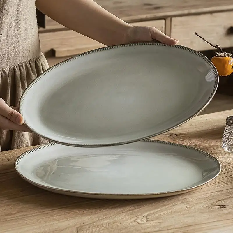 Thickened Ceramic Dish Nordic Style Oval Shaped Steamed Fish Plate Home Use Tableware Kitchen Utensils High Aesthetic Value
Thickened Ceramic Dish Nordic Style Oval Shaped Steamed Fish Plate Home Use Tableware Kitchen Utensils High Aesthetic Value
