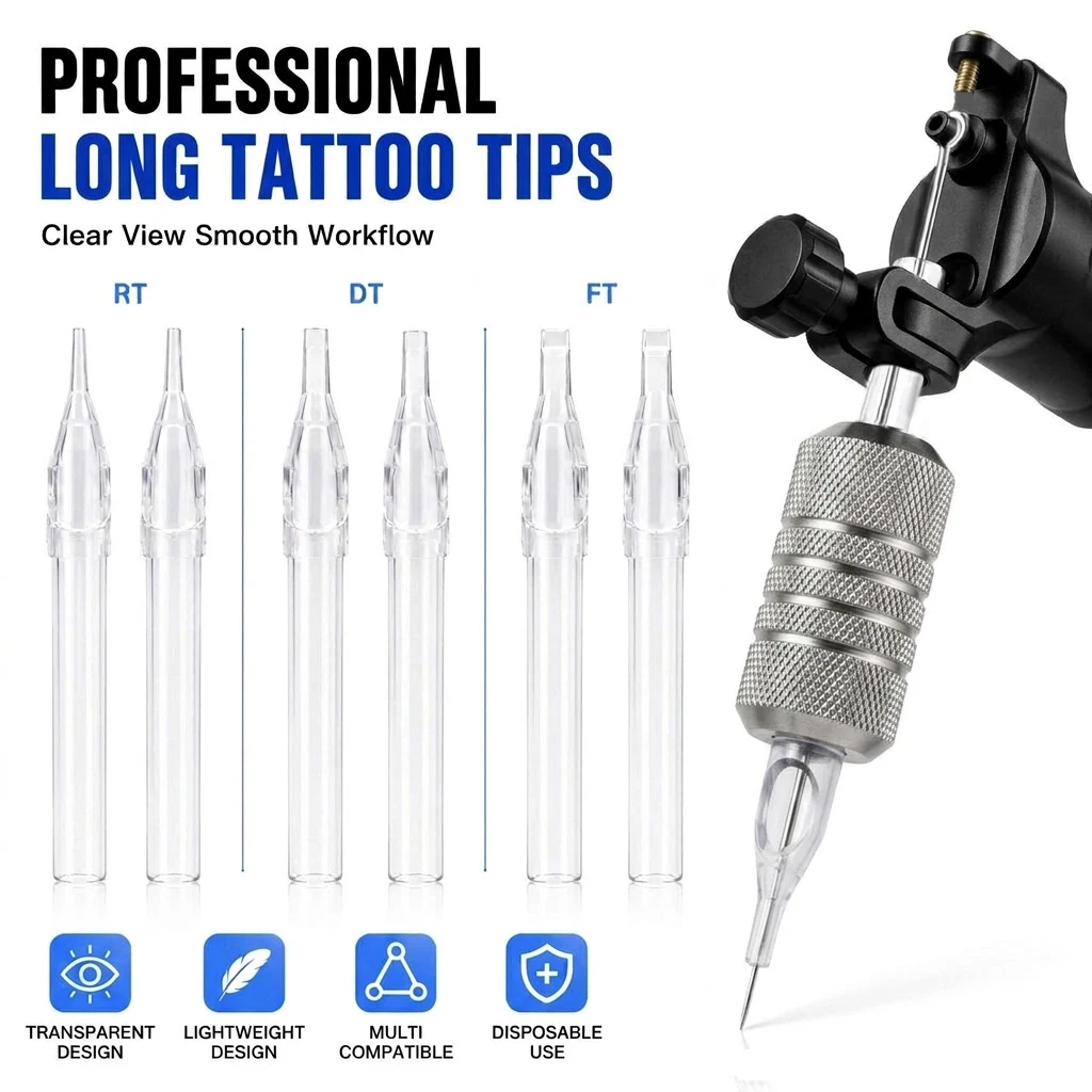 Disposable Long Tattoo Tips 108mm White Transparent Plastic RT/DT/FT Tattoo Nozzle Tubes for Tattoo Machine Needle Supplies
Disposable Long Tattoo Tips 108mm White Transparent Plastic RT/DT/FT Tattoo Nozzle Tubes for Tattoo Machine Needle Supplies